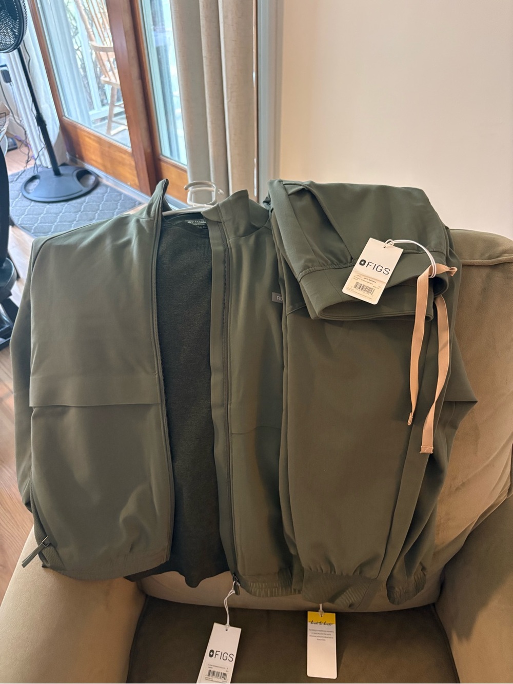 FIGS Full Set- Olive Utility Jacket, Jogger Scrub Pants & Underscrub